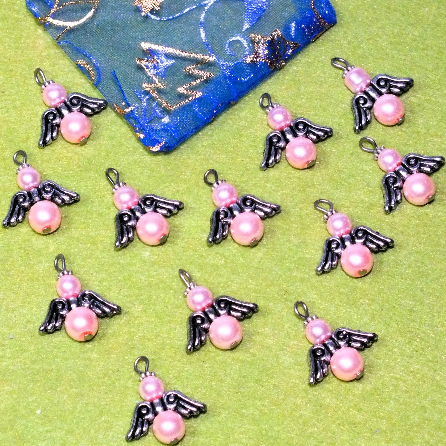 12pcs-50pcs Large pearl angel charms - white, baby pink, baby blue