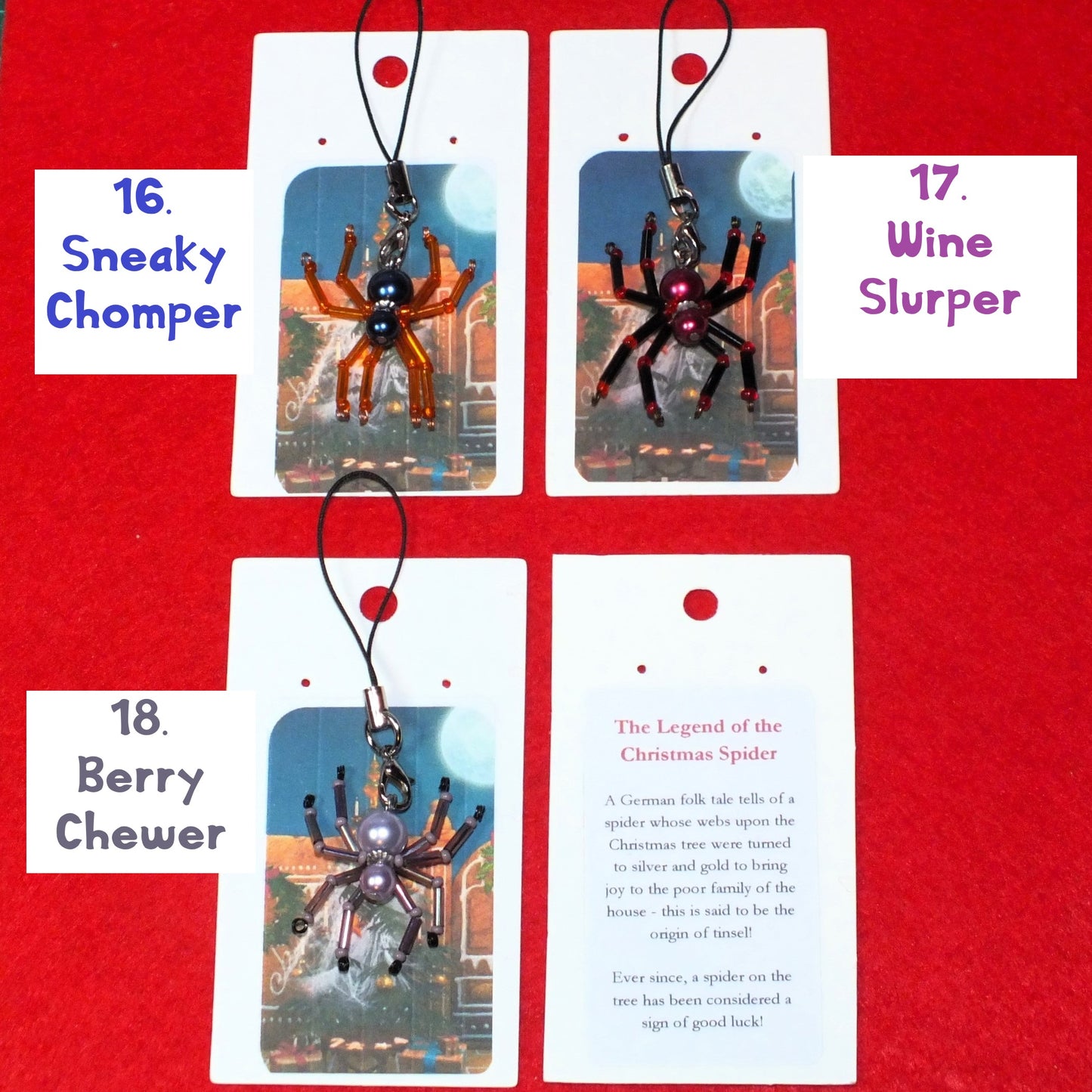 Christmas spider hanging tree charms with folk tale story card