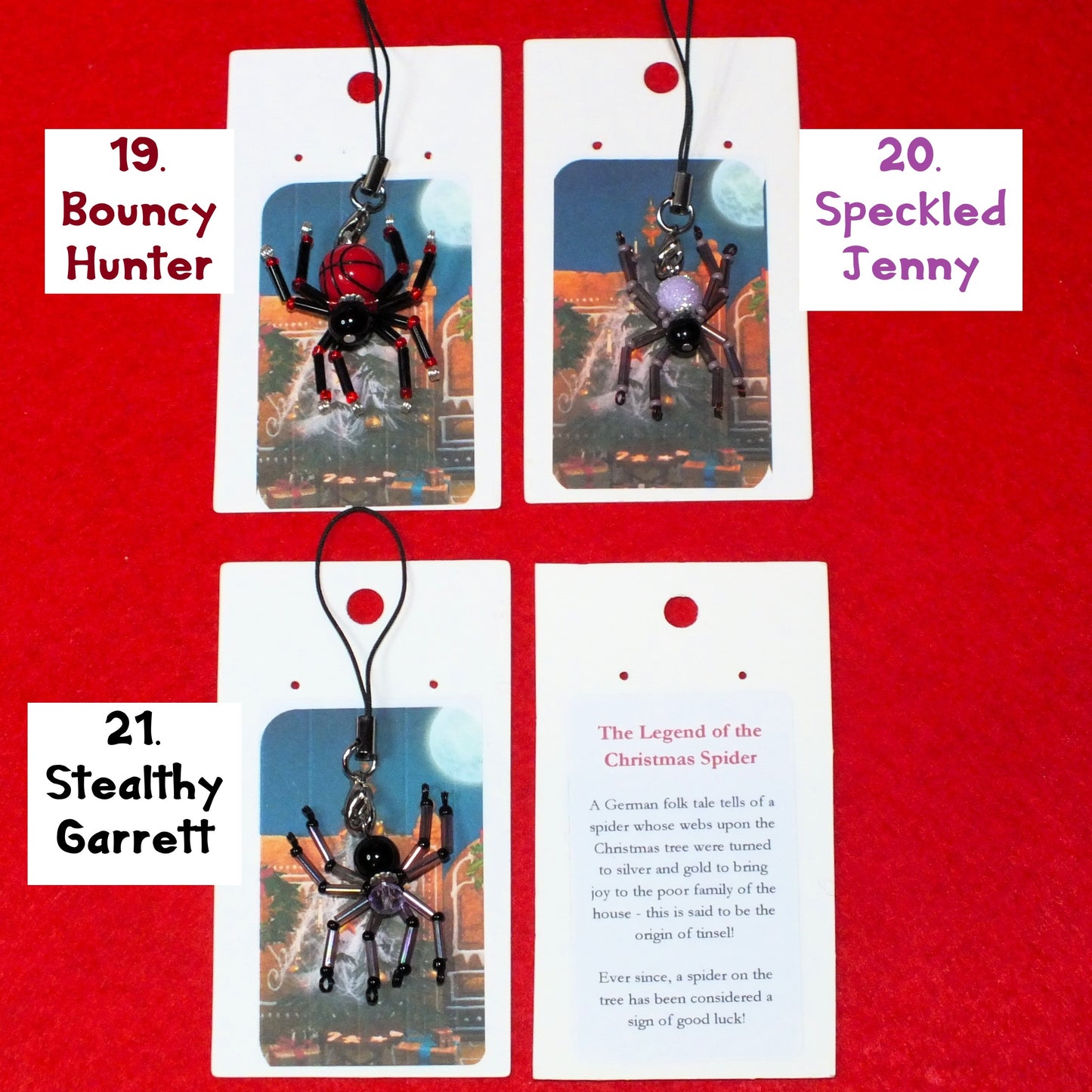 Christmas spider hanging tree charms with folk tale story card