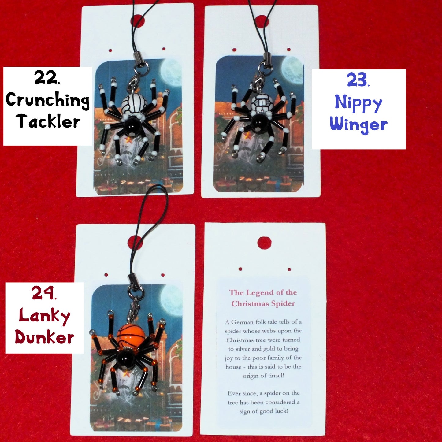 Christmas spider hanging tree charms with folk tale story card