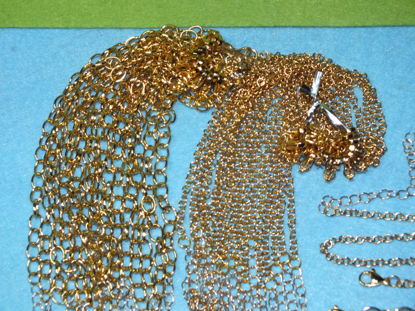 35 handmade chain bracelets, chunky & slim mix gold tone - job lot of friendship bracelets