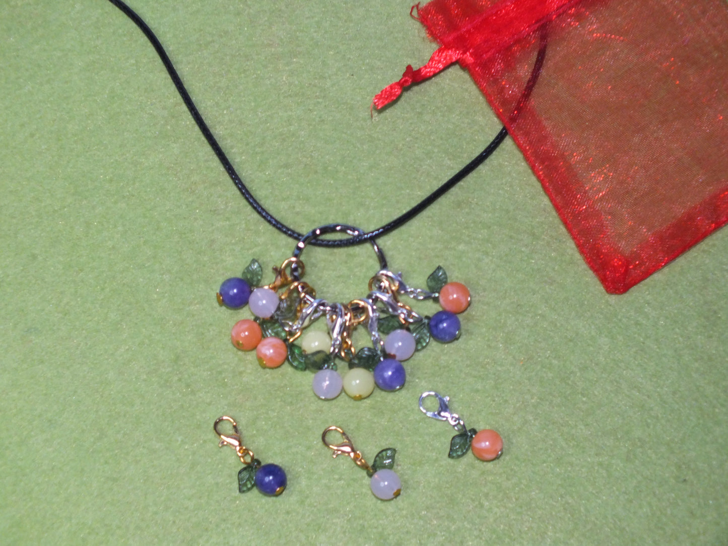 14pcs FRUIT themed stitch markers, also available on a necklace for hands-free work
