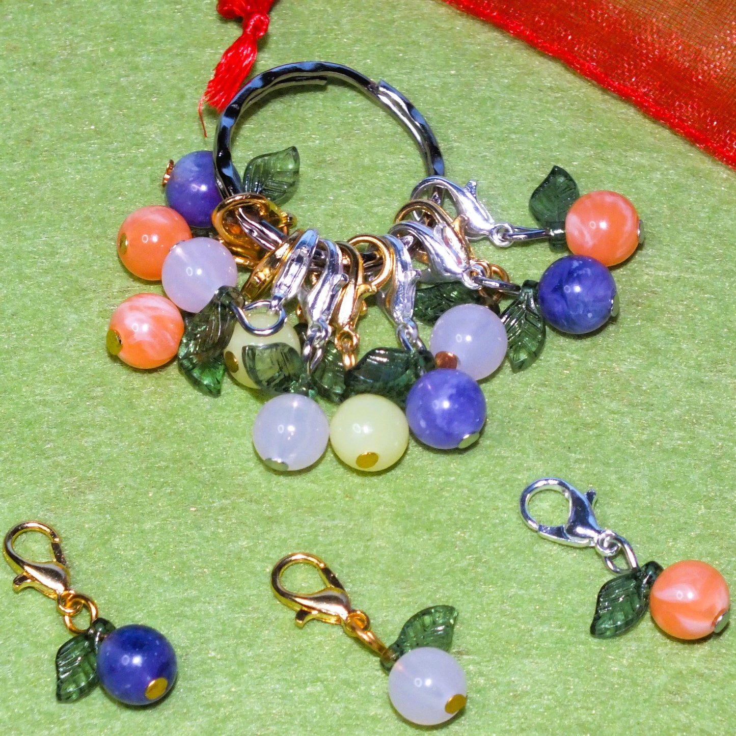 14pcs FRUIT themed stitch markers, also available on a necklace for hands-free work