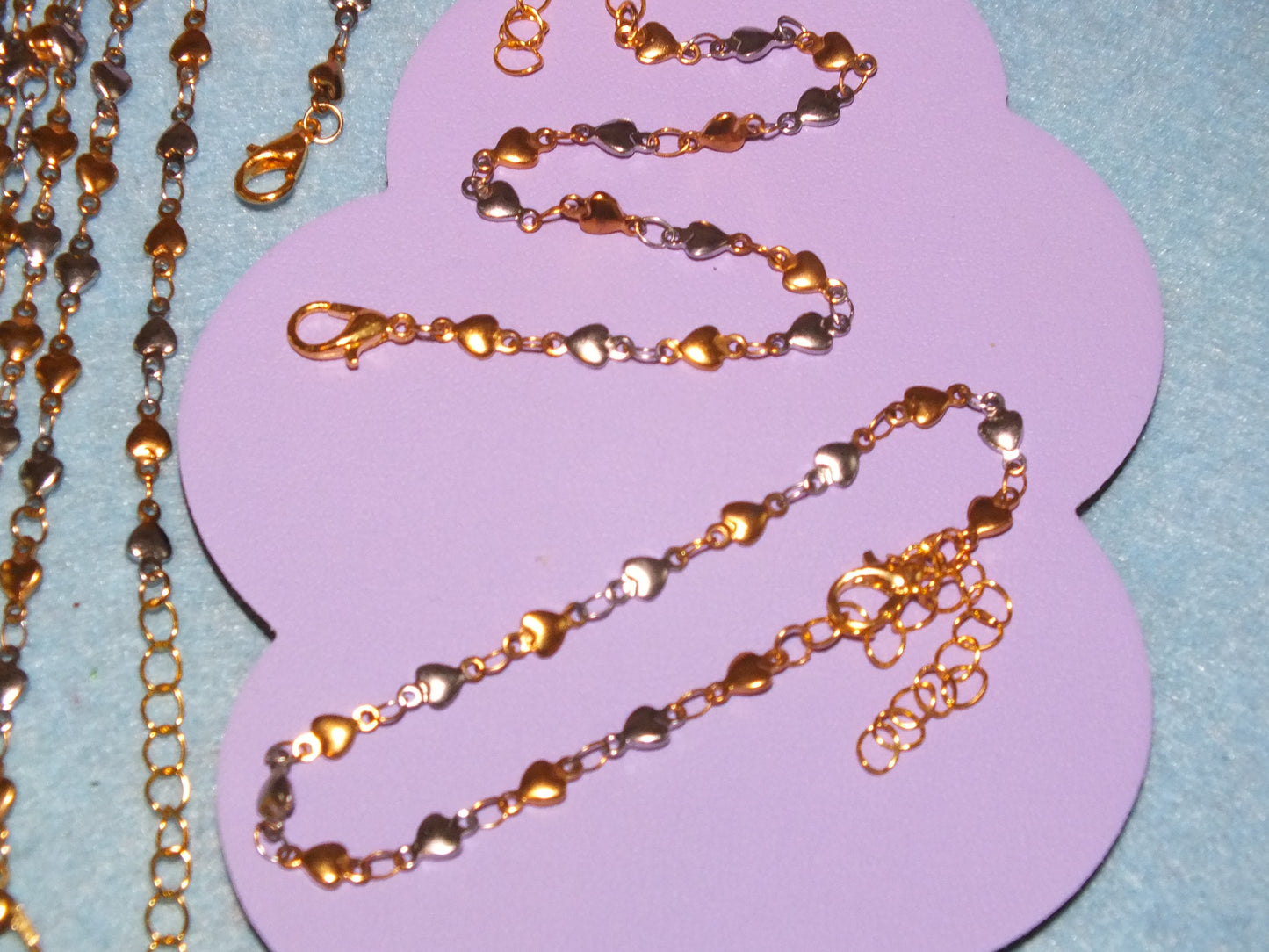 25 handmade HEARTS theme gold + silver tone bracelets