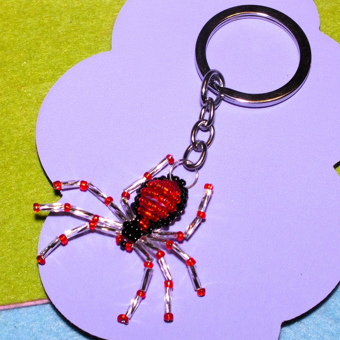 Beaded spider keyrings - your choice of colour! Halloween trick or treat gifts.