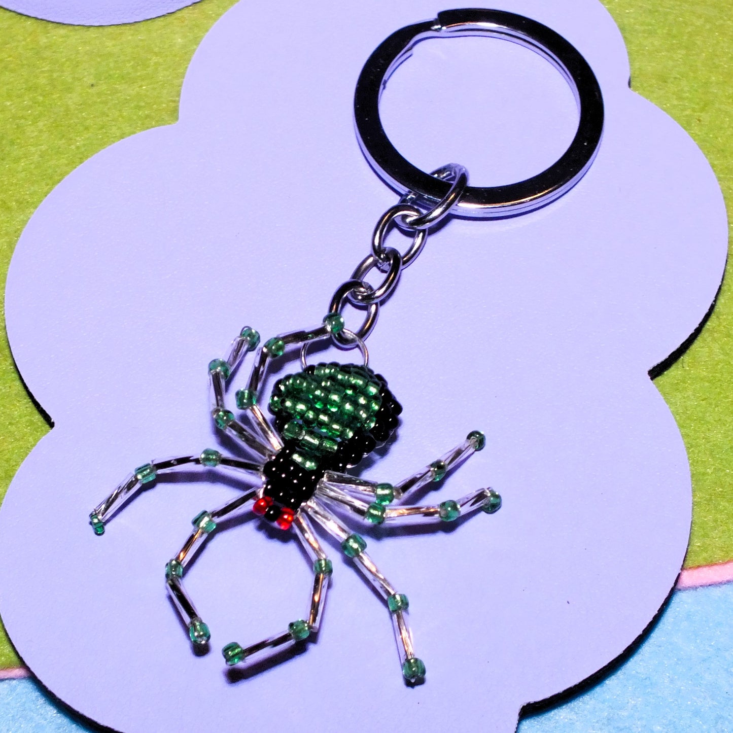 Beaded spider keyrings - your choice of colour! Halloween trick or treat gifts.