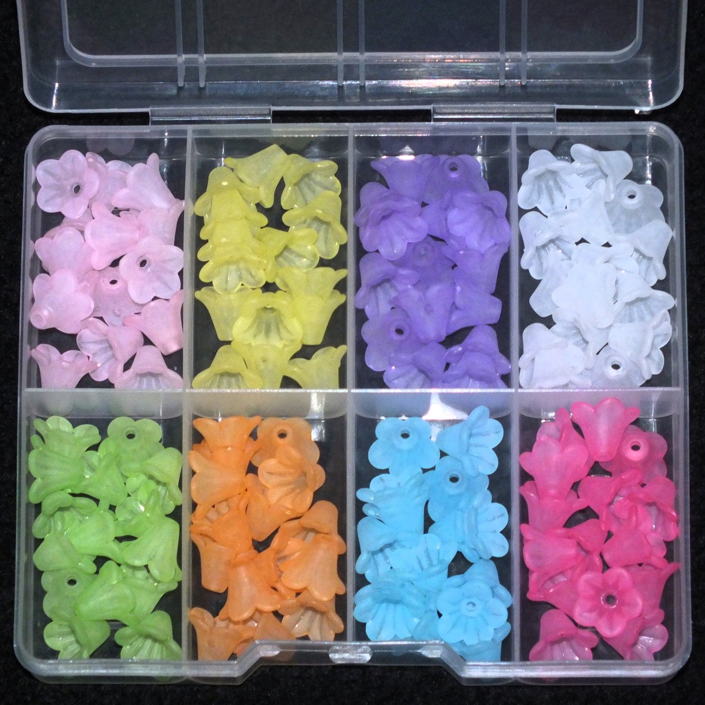 WILDFLOWER MIX - frosted acrylic lucite trumpet flower beads, 13.5mm, 120pcs