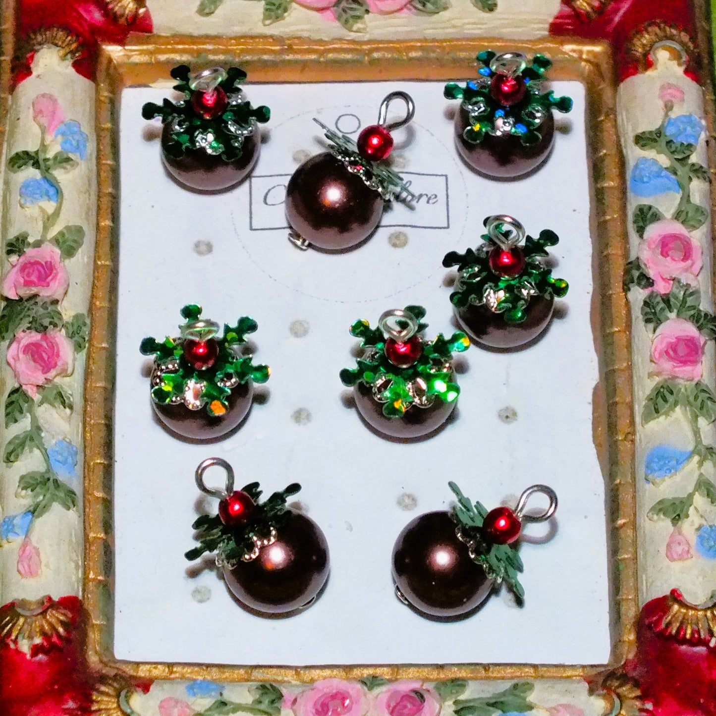 6 ~ 30pcs Handmade Christmas Pudding Charms, Glass 18mm