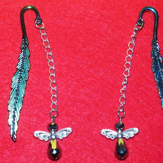 Guardian Angel bookmark with feather design (silver faceted angel)