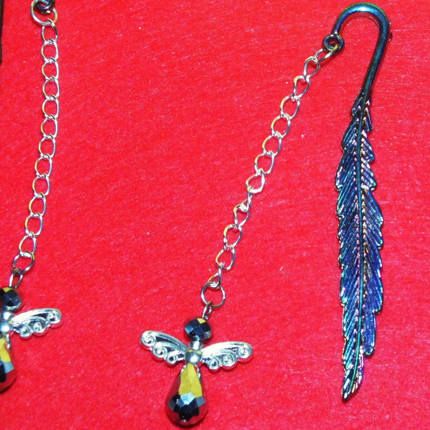 Guardian Angel bookmark with feather design (silver faceted angel)