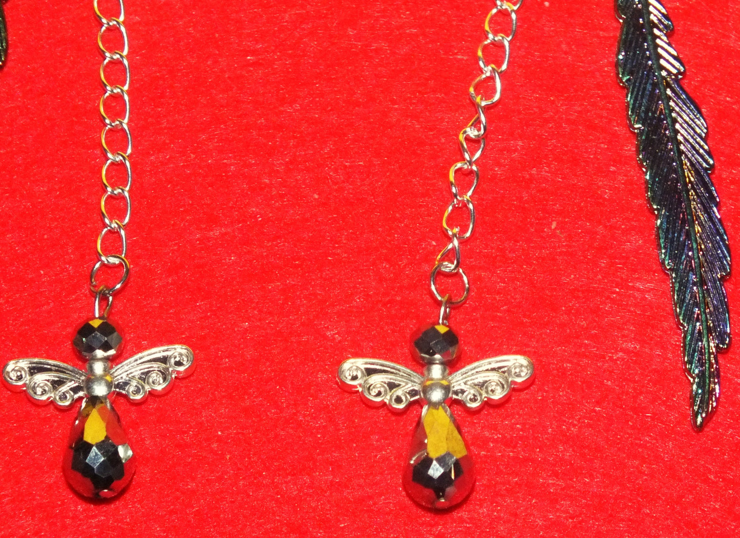 Guardian Angel bookmark with feather design (silver faceted angel)