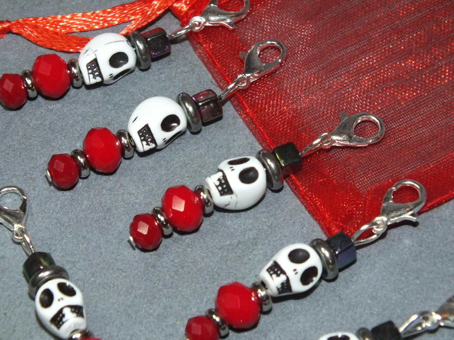6pcs Handmade Skeleton Santa Dangle Charms