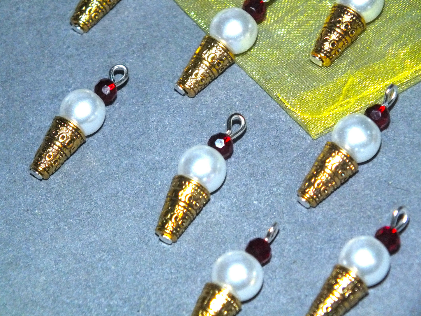 Handmade Ice Cream Cone Charms - White