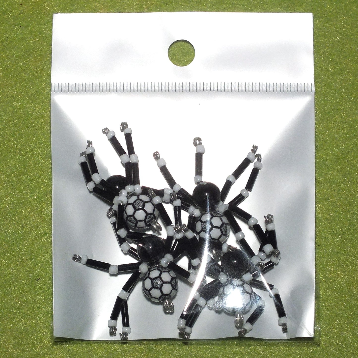 4-pack beaded spider charms - "Nippy Winger", handmade - plain or on lanyards