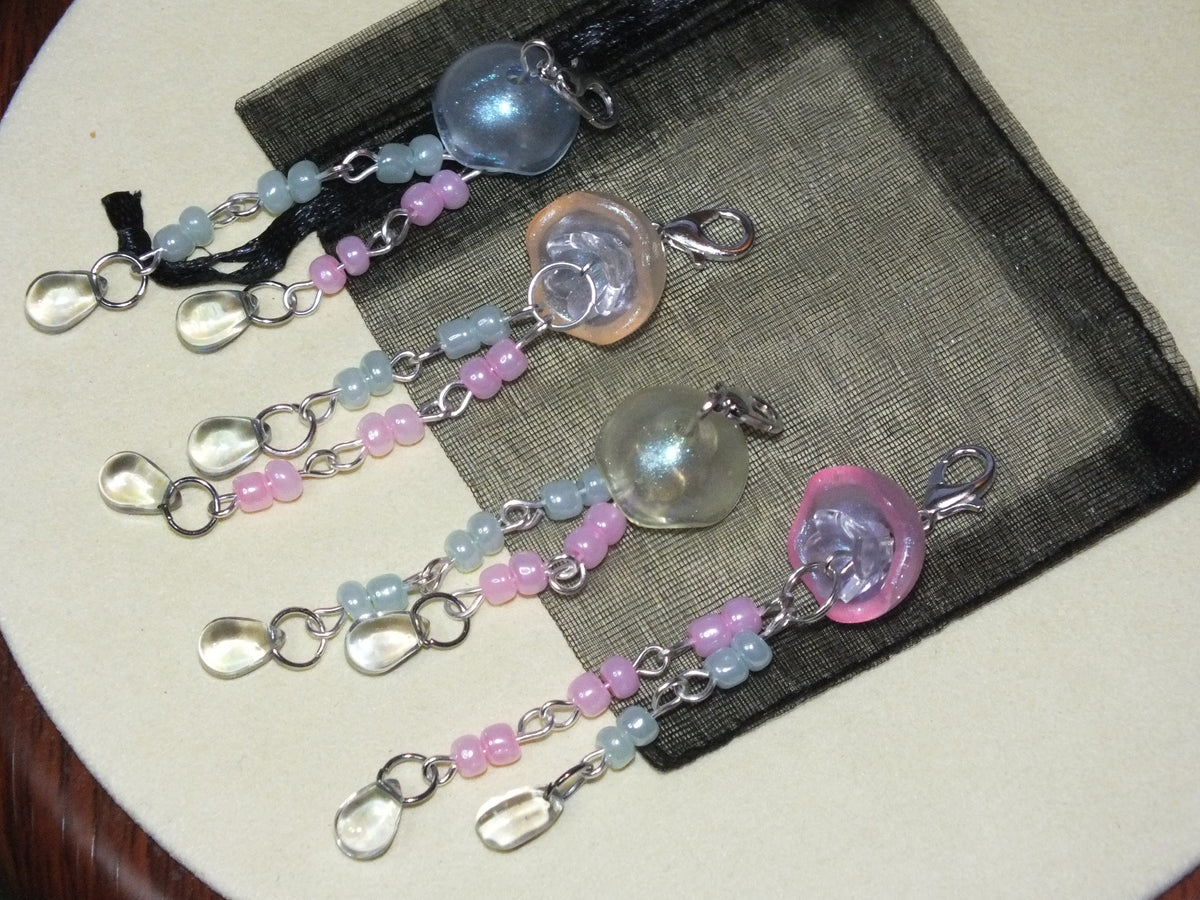 Set of 4 Jellyfish Glow In The Dark Handmade Dangle Charms