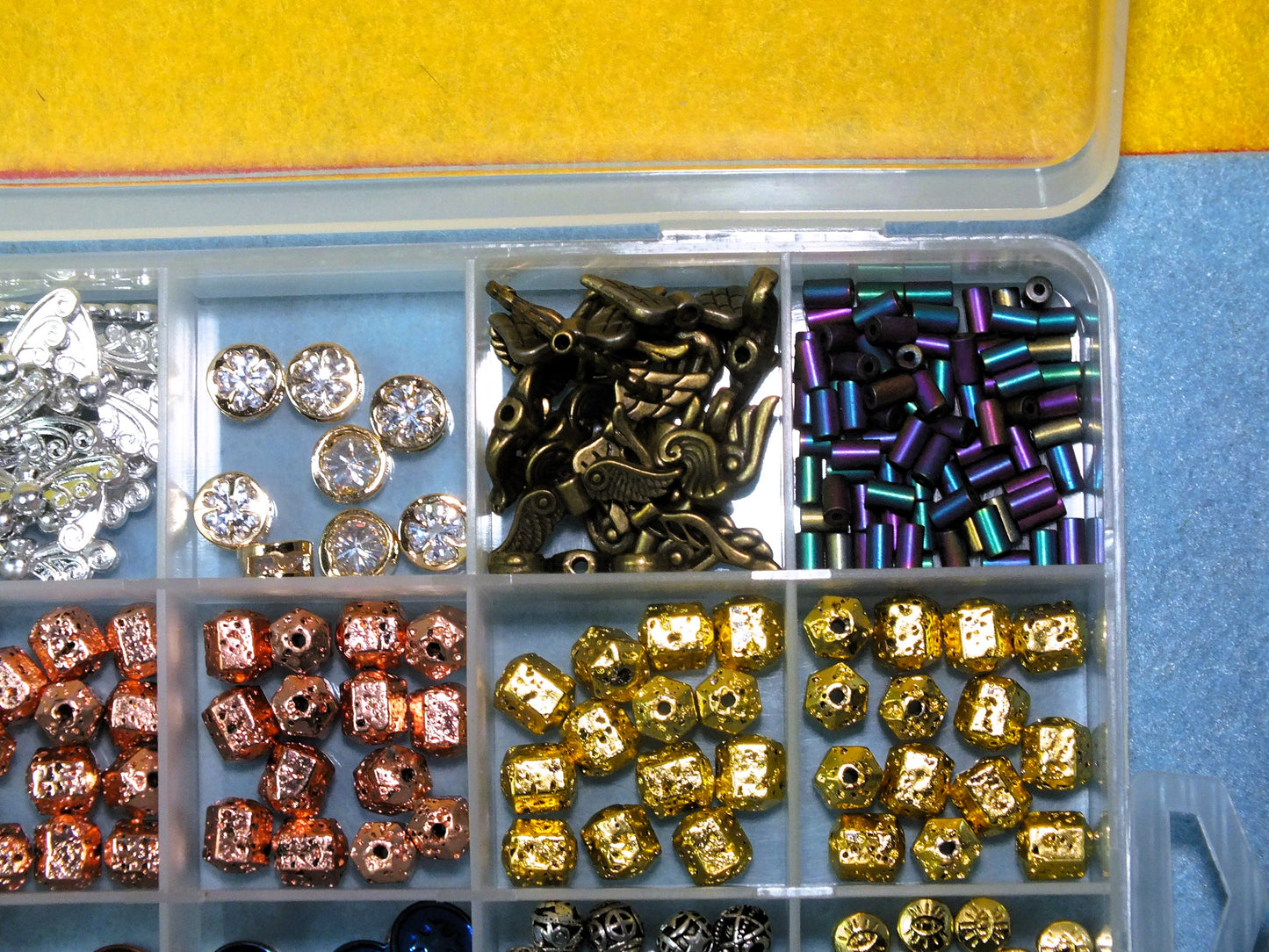 Exquisite heavy metallic bead box - 525pcs wings, dragon, lion, tiger, wolf - includes hematite, European beads, spacers, columns