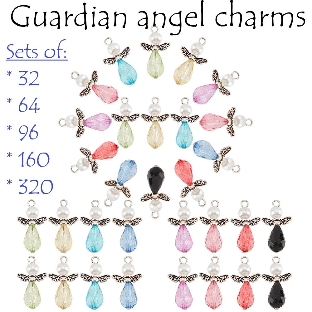Multicoloured angel charms (32-320pcs) - dangle charms or wedding favours