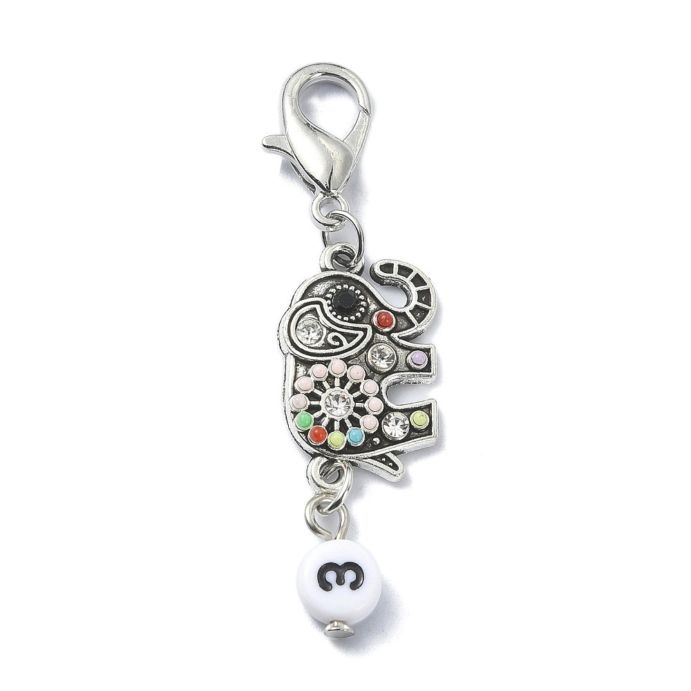 9pc animal themed number 1-9 stitch markers on clasps, pretty colours
