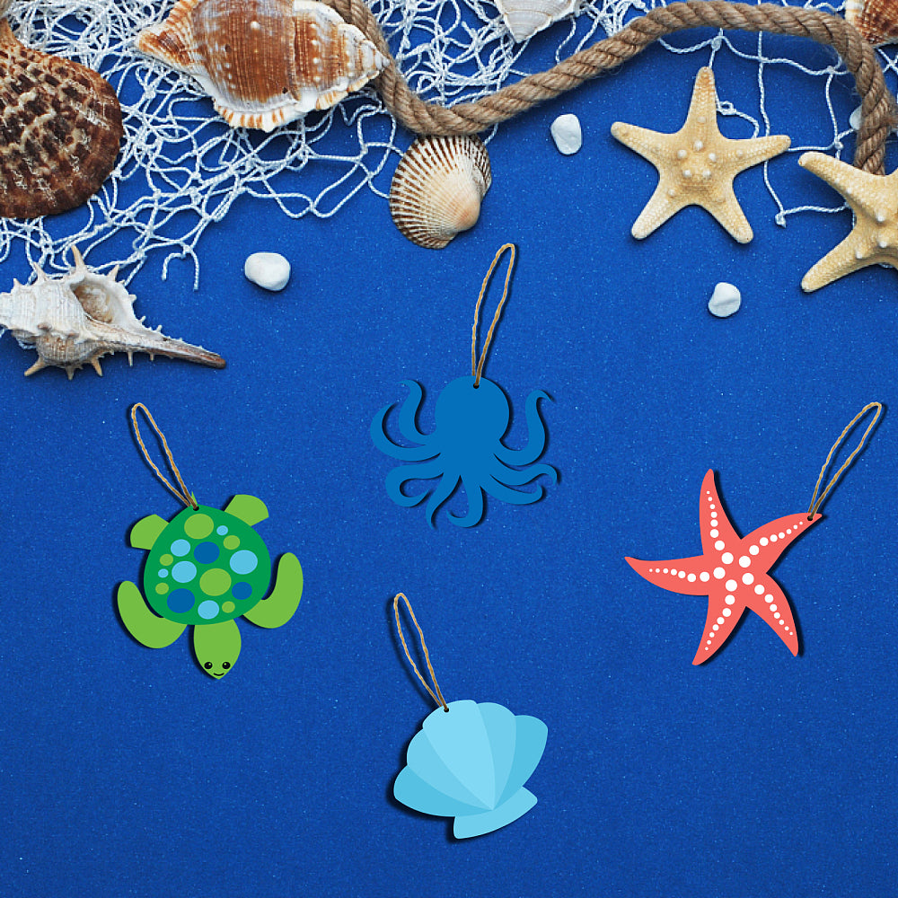 10pcs Ocean themed MDF hanging wood decorations