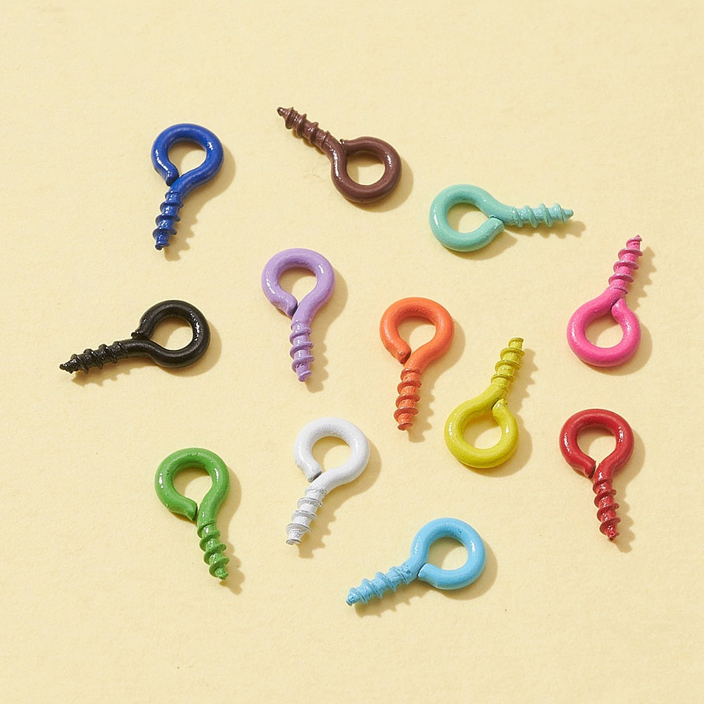 600pcs multicoloured screw peg bails, 12 colours 8x4mm