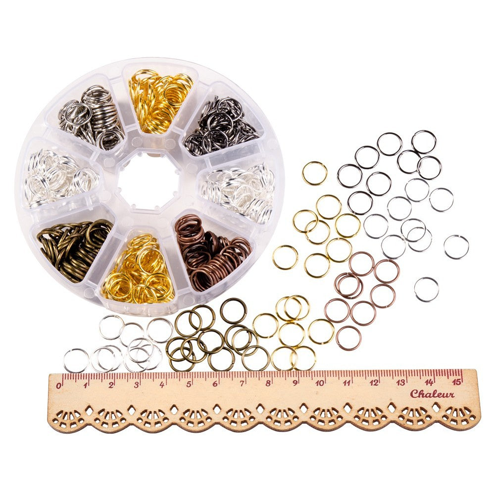 600pcs 10mm jump rings + jump ring opening tool - 6 colours