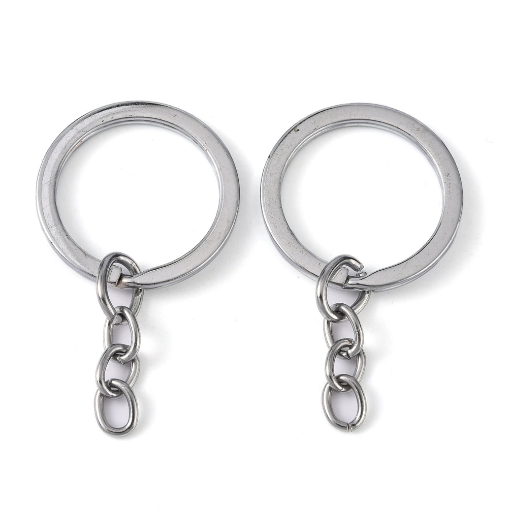 5-100 premium flat keyring split rings, 33mm with chain