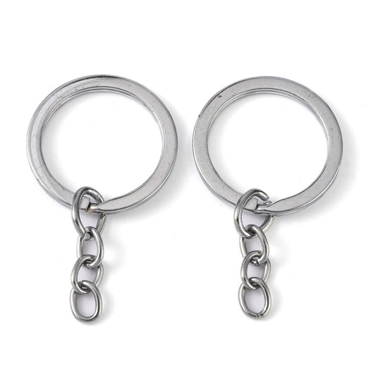 5-100 premium flat keyring split rings, 33mm with chain