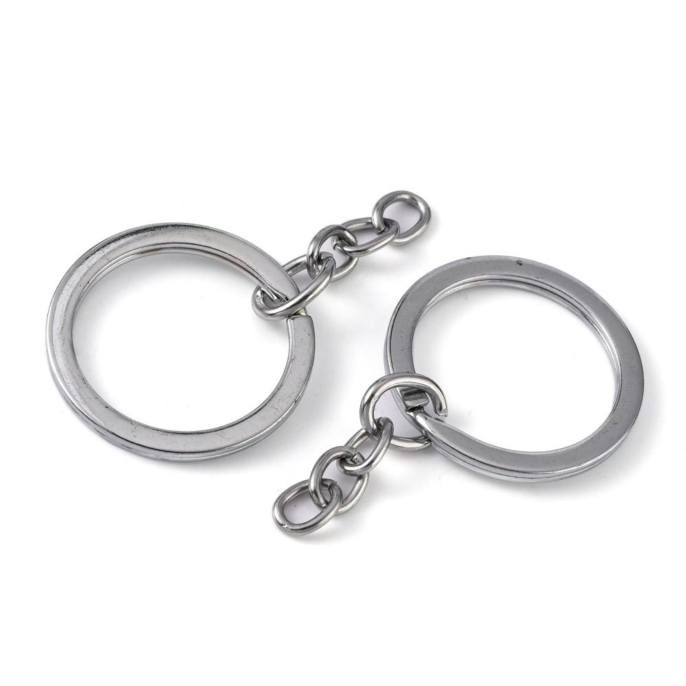5-100 premium flat keyring split rings, 33mm with chain