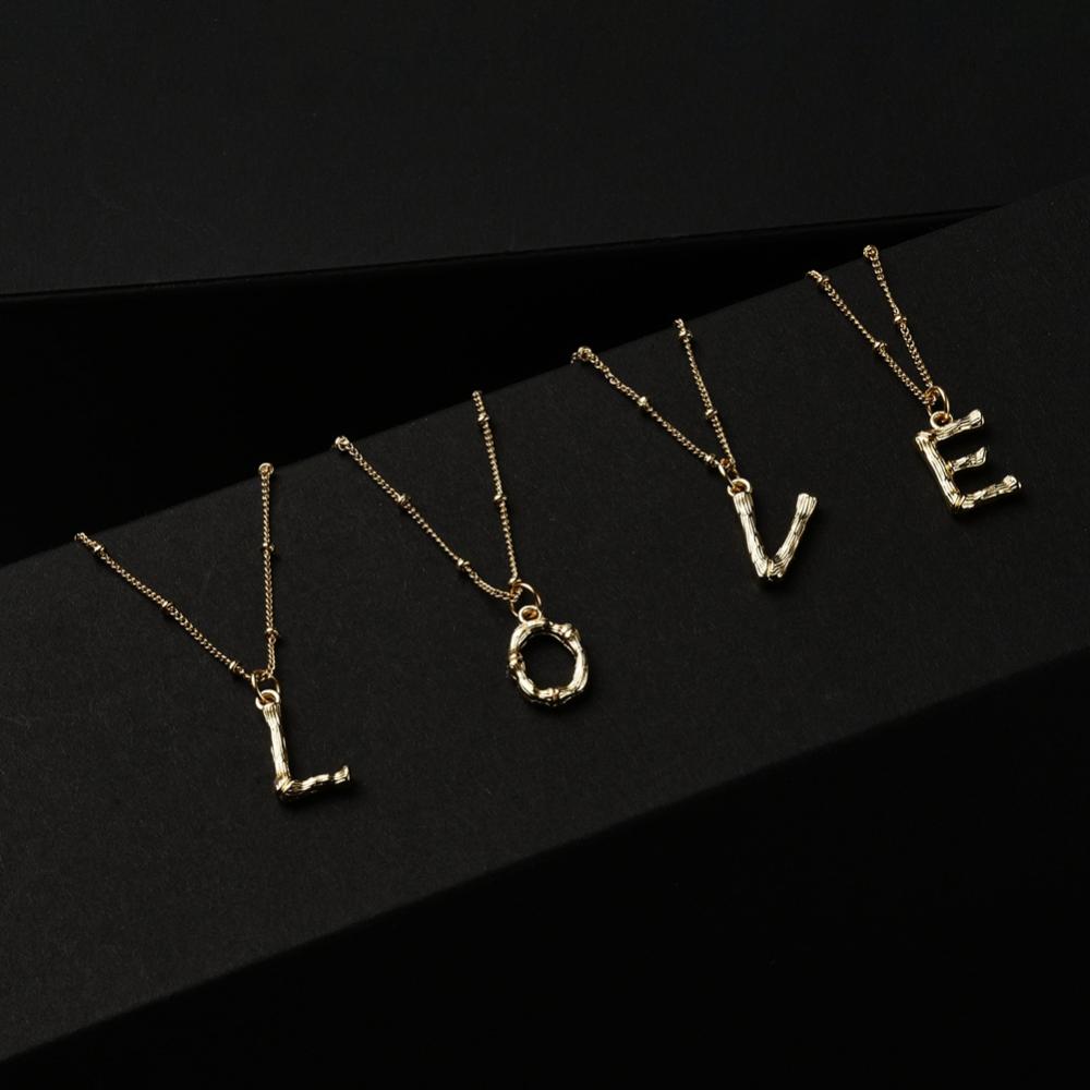 Necklace making set - A-Z Alphabet Charms + Necklace + Jump Rings, Gold Tone