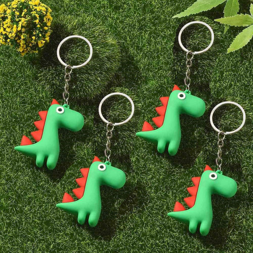 Chunky 3D animal keyrings - Dinosaur, Lion, Leopard, Zebra - colourful PVC