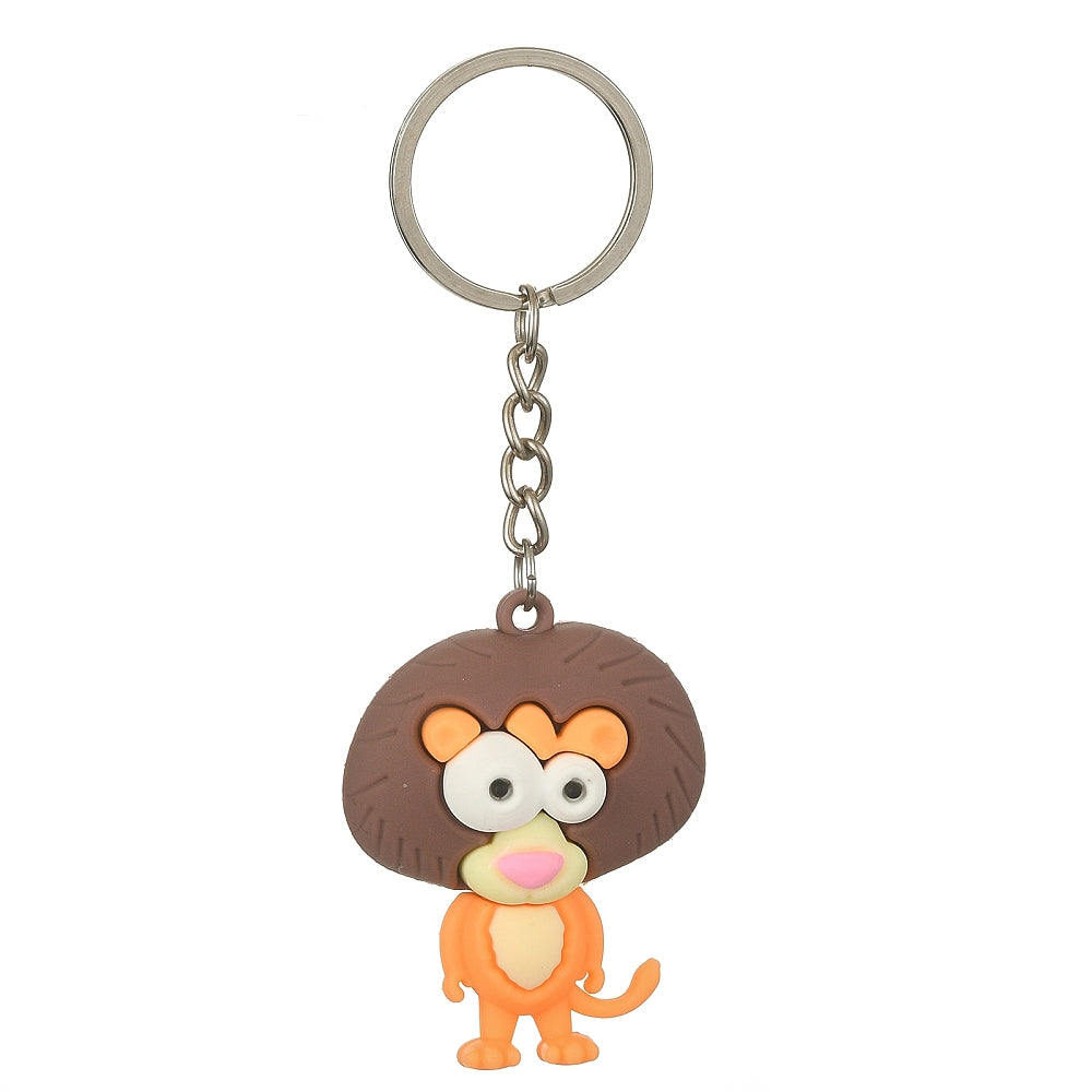 Chunky 3D animal keyrings - Dinosaur, Lion, Leopard, Zebra - colourful PVC