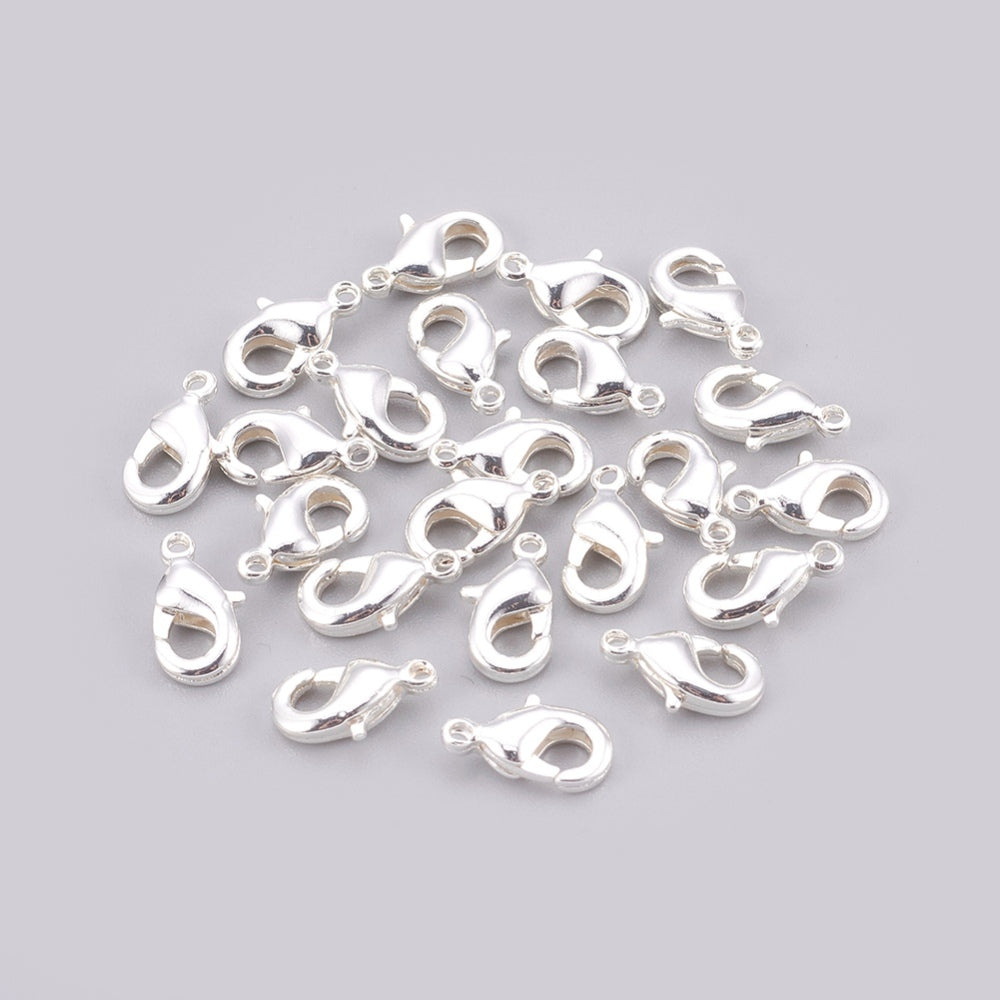 200pcs silver plated lobster clasps, 10mm