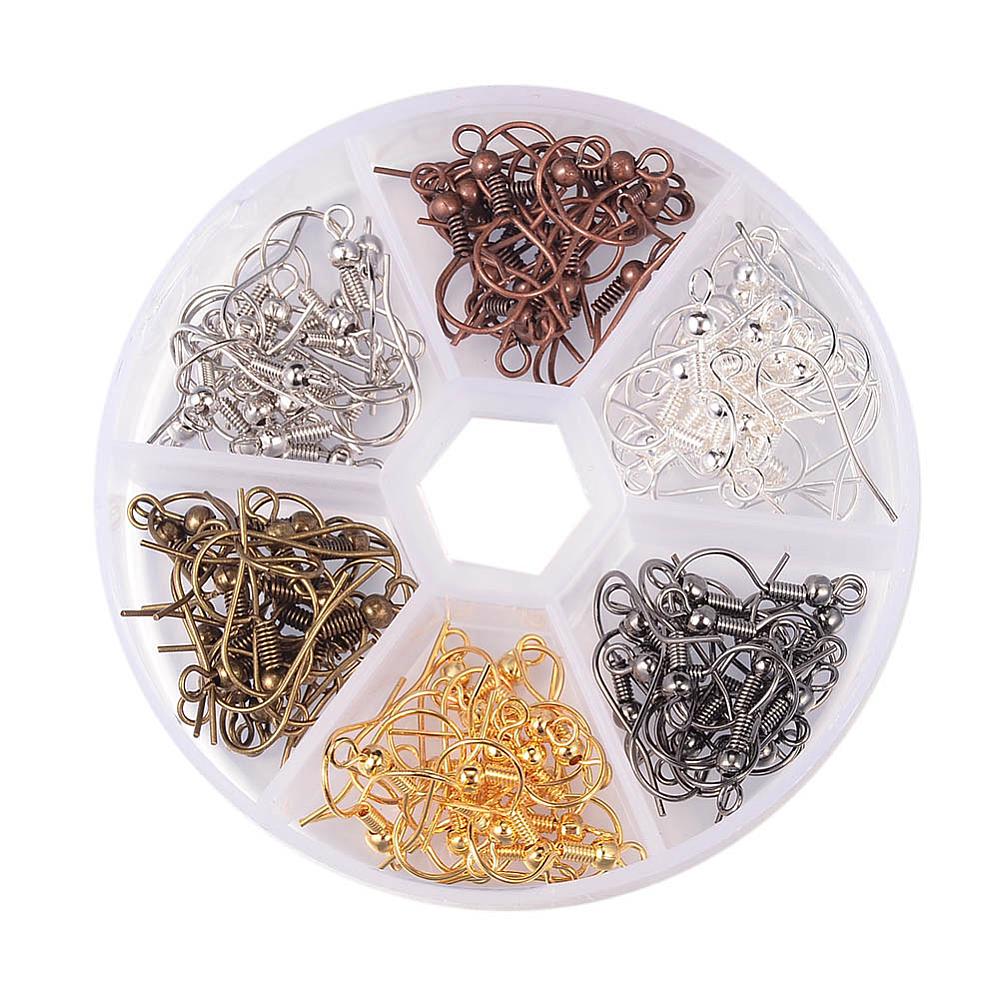 120pcs earring hooks, 6 colours, in a plastic storage box