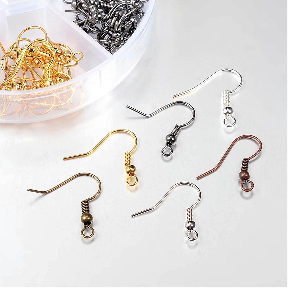 120pcs earring hooks, 6 colours, in a plastic storage box