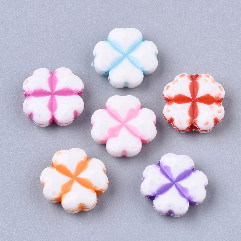100pcs flower beads, mixed pastel colours, 11mm