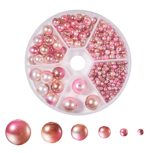 'Light Rose' mermaid gradient beads box, 564pcs in 3mm-12mm sizes