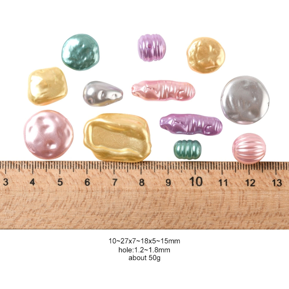 Imitation pearl nugget bead box, 10mm-27mm, 5 colours