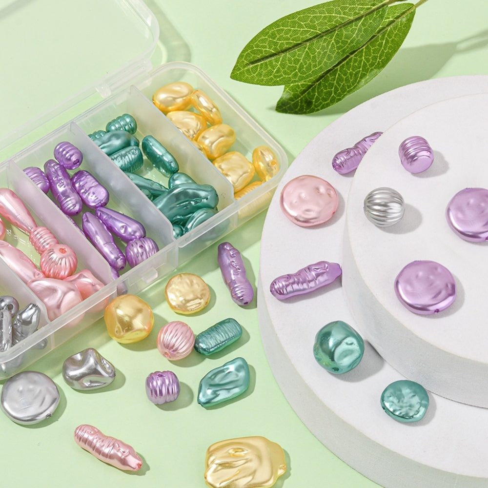 Imitation pearl nugget bead box, 10mm-27mm, 5 colours