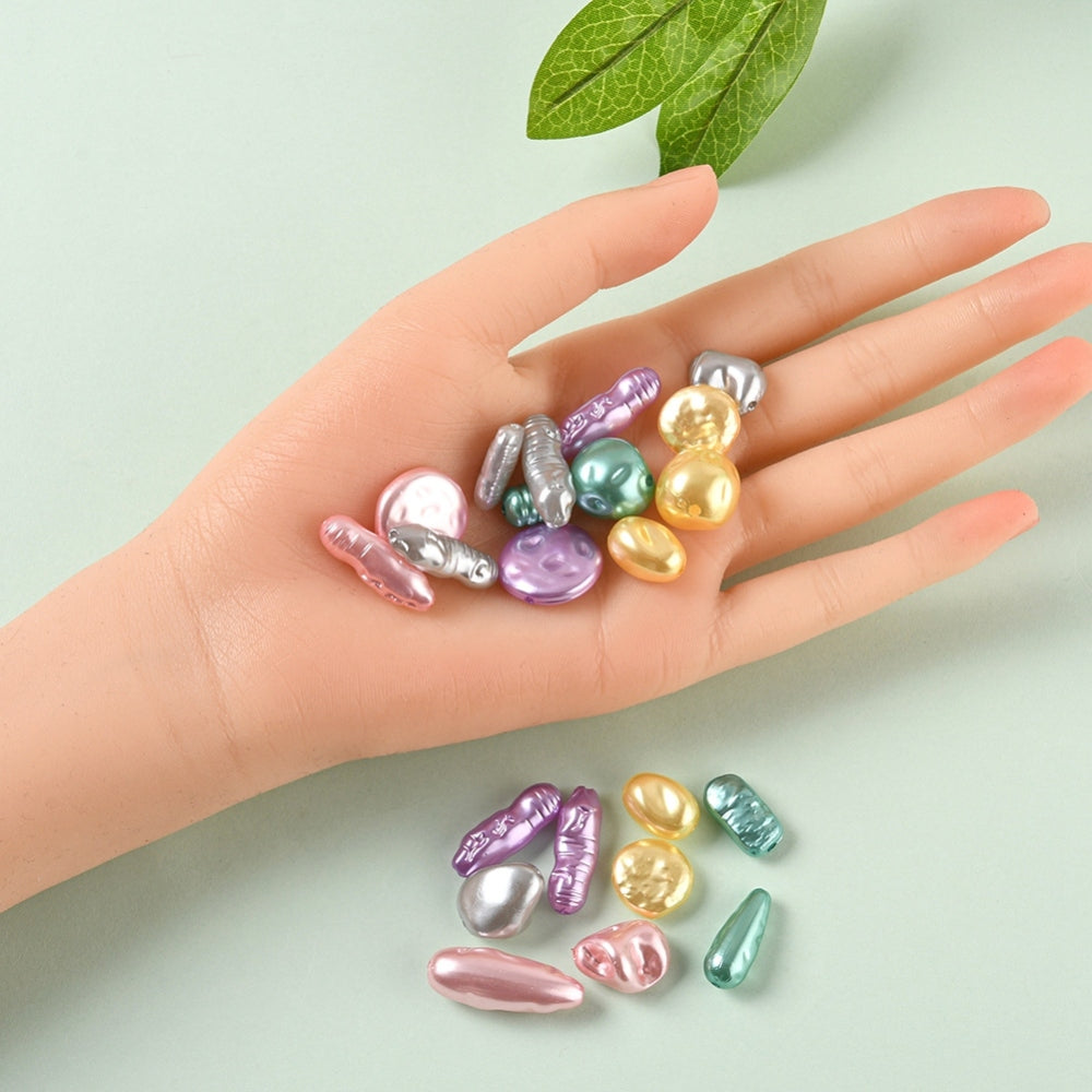 Imitation pearl nugget bead box, 10mm-27mm, 5 colours