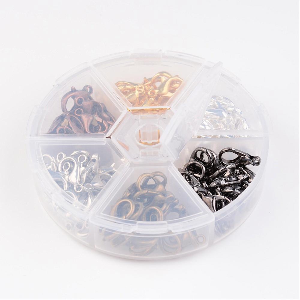 120pcs box of lobster clasps, 14mm - 6 colours