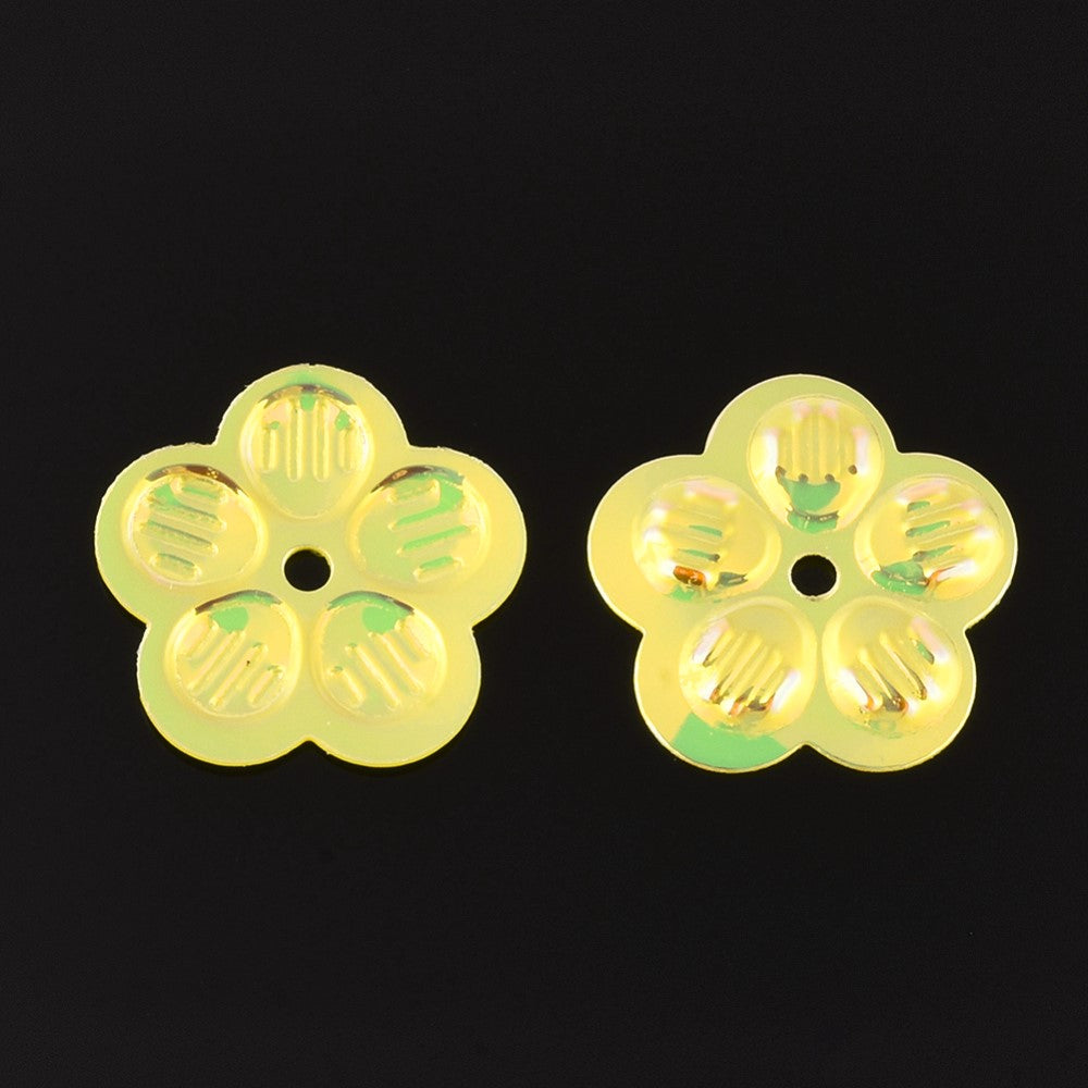 15g pack of 12mm golden flower sequins (300pcs approx.), metallic finish