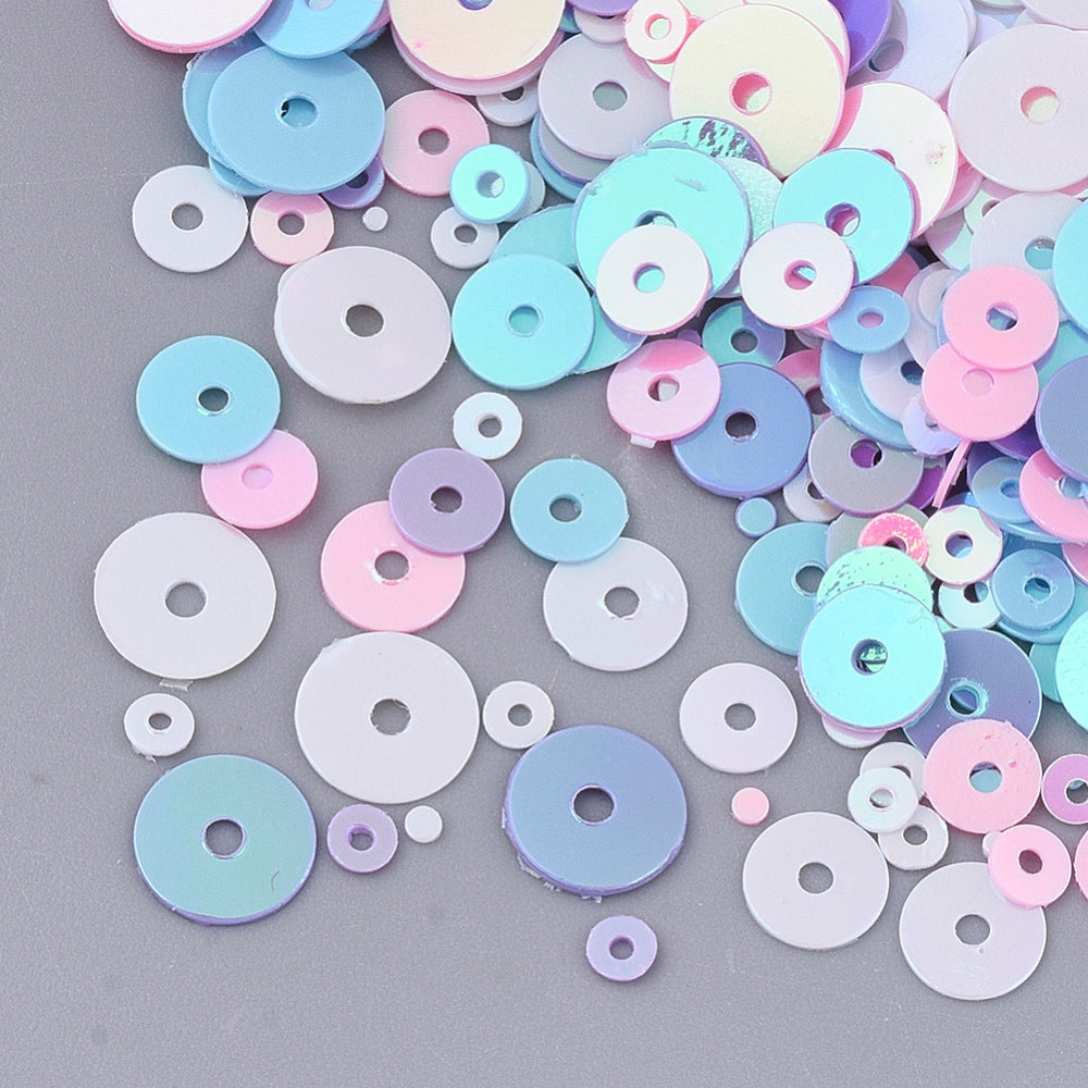 10g pack of tiny circle toppers (1mm - 6.5mm), fantasy mix colour embellishments with an AB finish