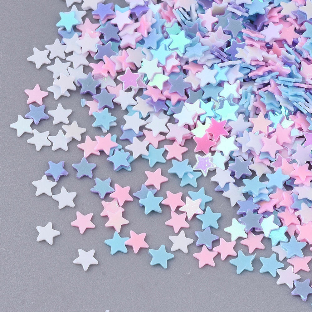 10g pack of tiny 2.5mm star sequins, pastel pink / blue mix with an AB finish (5,000pcs)
