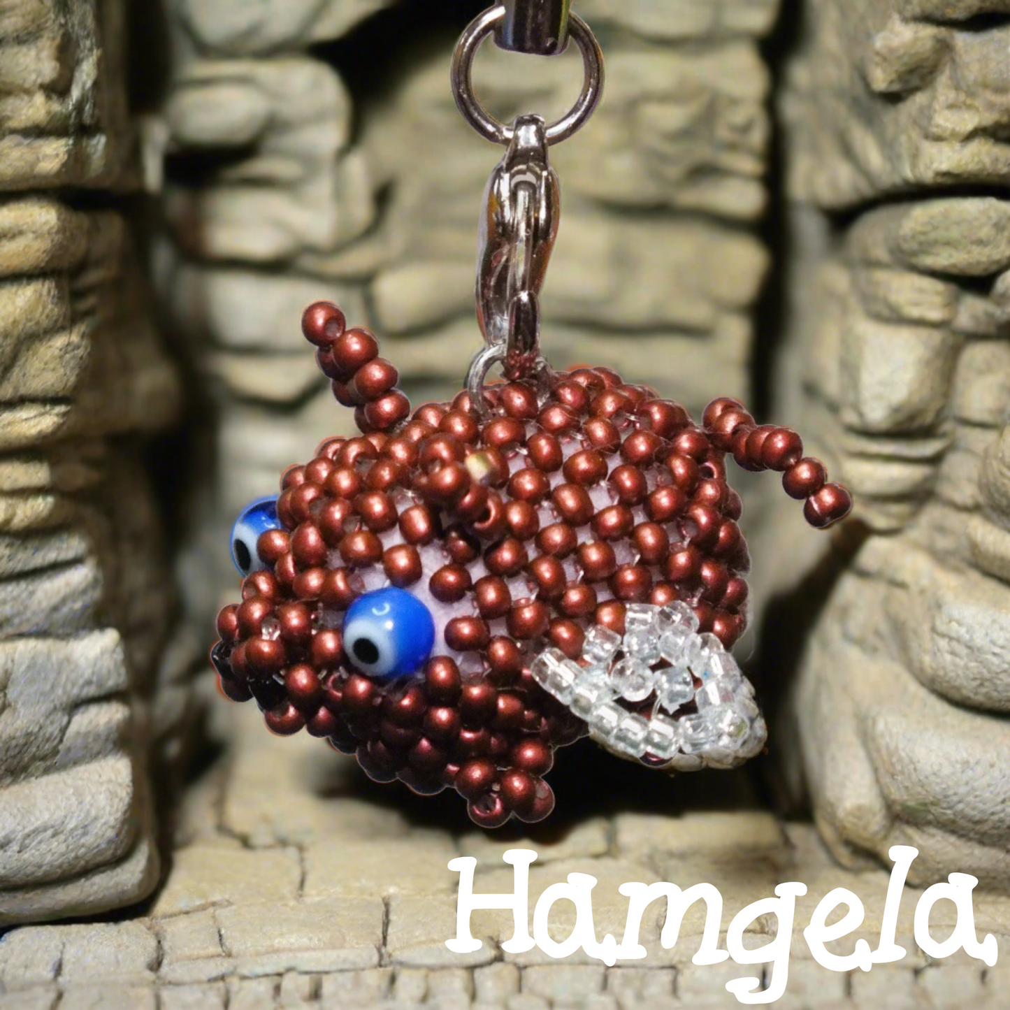 Family Von Wurst - handmade beaded flying piggies (squishy!) on keyring / lanyard! Very limited edition bag charms.