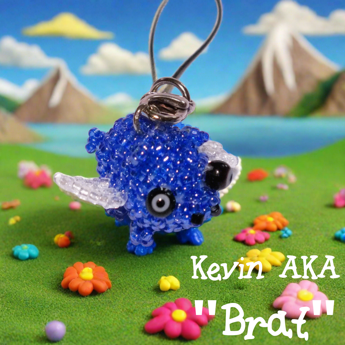 Family Von Wurst - handmade beaded flying piggies (squishy!) on keyring / lanyard! Very limited edition bag charms.