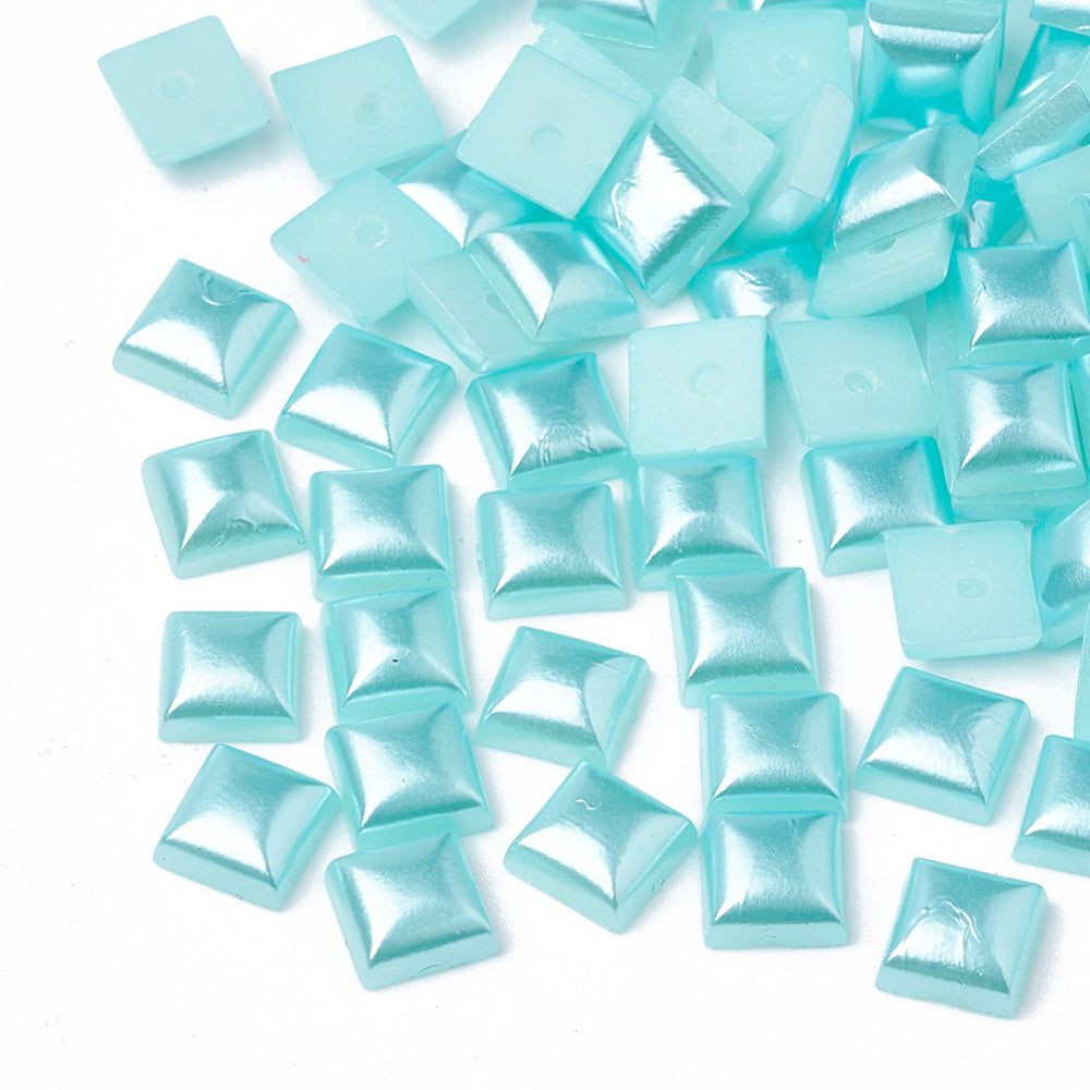 390pcs pearlised 6mm square cabochons, 6 colours imitation pearl embellishments / toppers