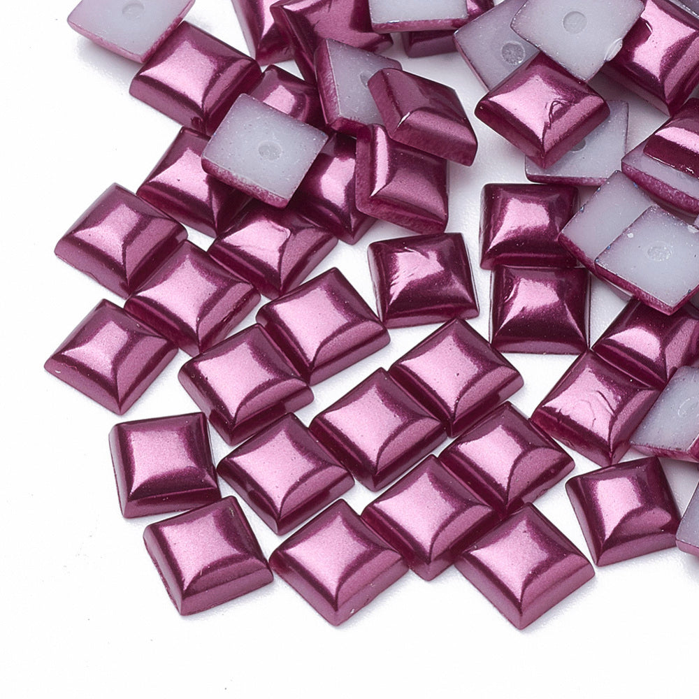 15g - 50g pearlised 6mm square cabochons, 6 colours imitation pearl embellishments / toppers