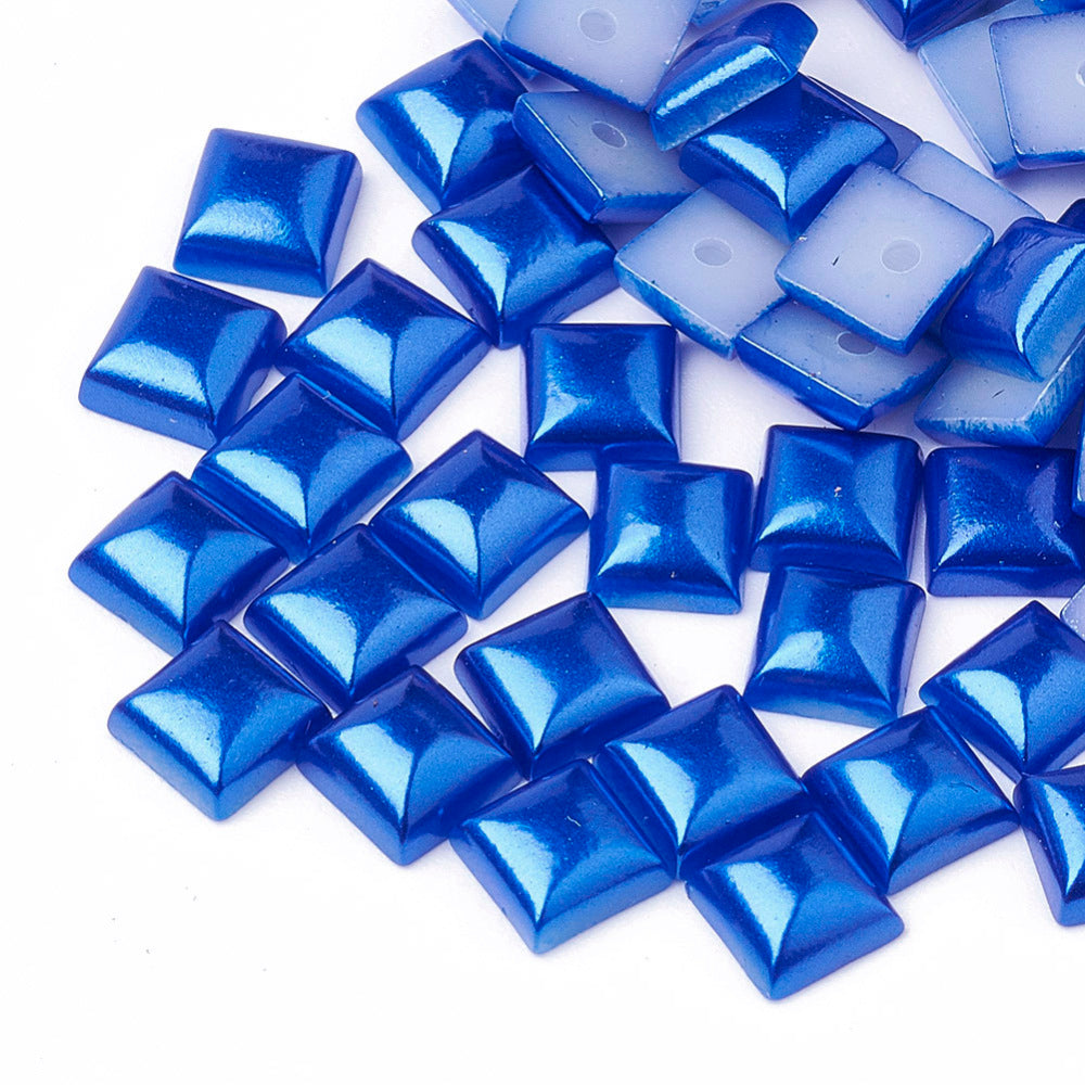 15g - 50g pearlised 6mm square cabochons, 6 colours imitation pearl embellishments / toppers