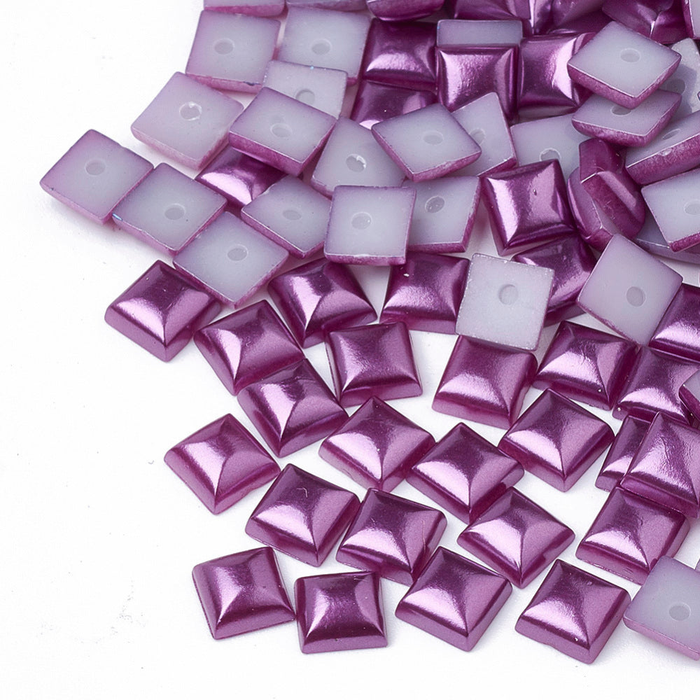 15g - 50g pearlised 6mm square cabochons, 6 colours imitation pearl embellishments / toppers
