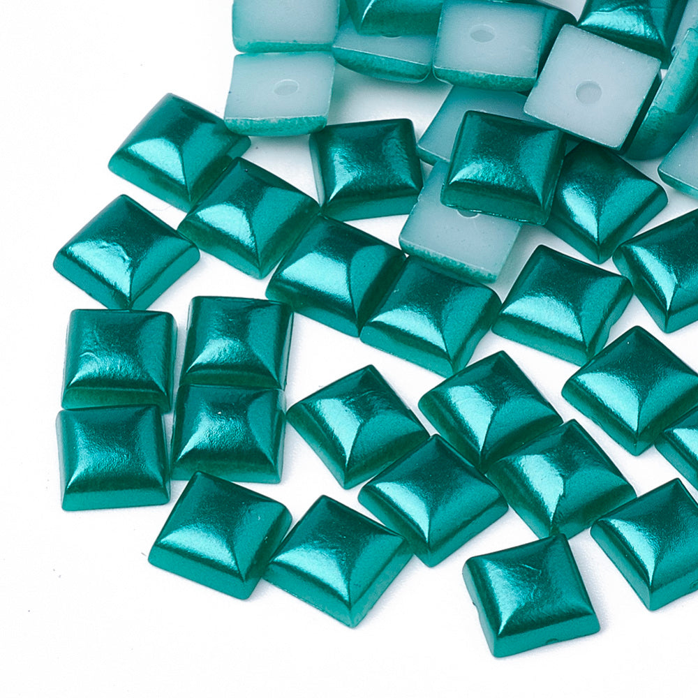 15g - 50g pearlised 6mm square cabochons, 6 colours imitation pearl embellishments / toppers